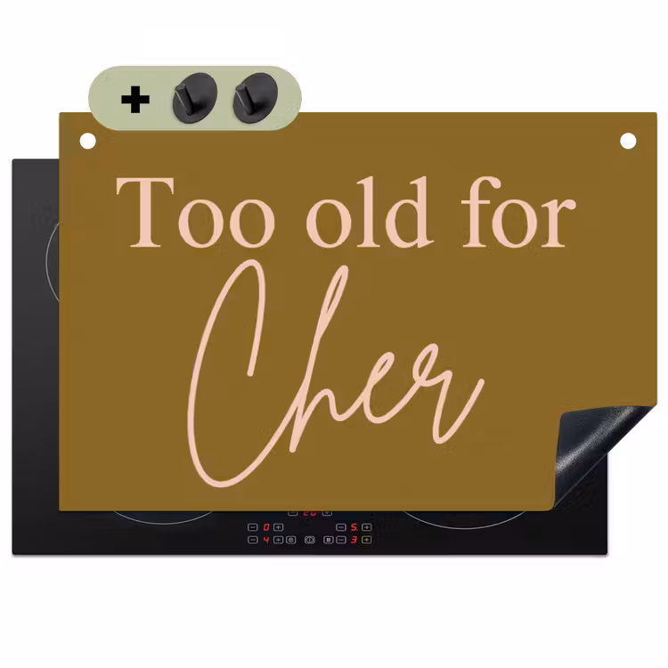 Groen - Too old for cher - Roze Inductie beschemer met haakjes klein -3d