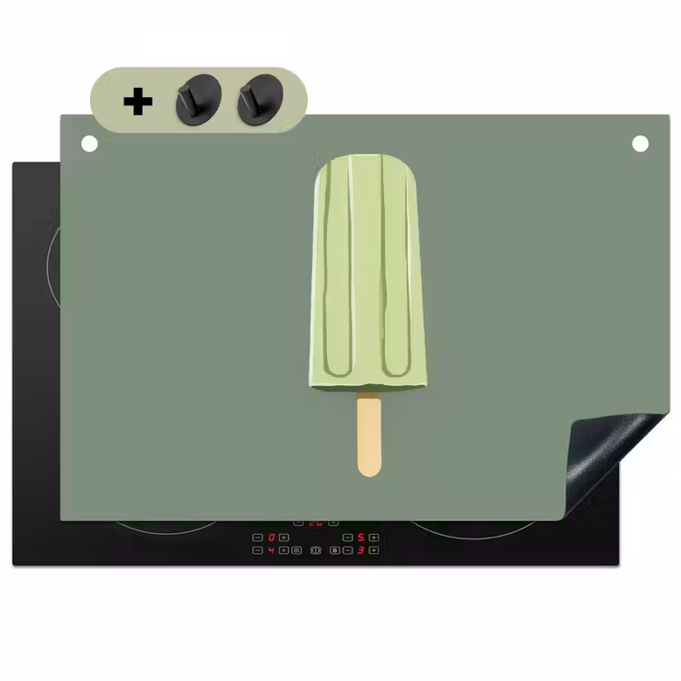 Groen - Waterijsje - Stokje - Illustratie Inductie beschemer met haakjes klein -3d