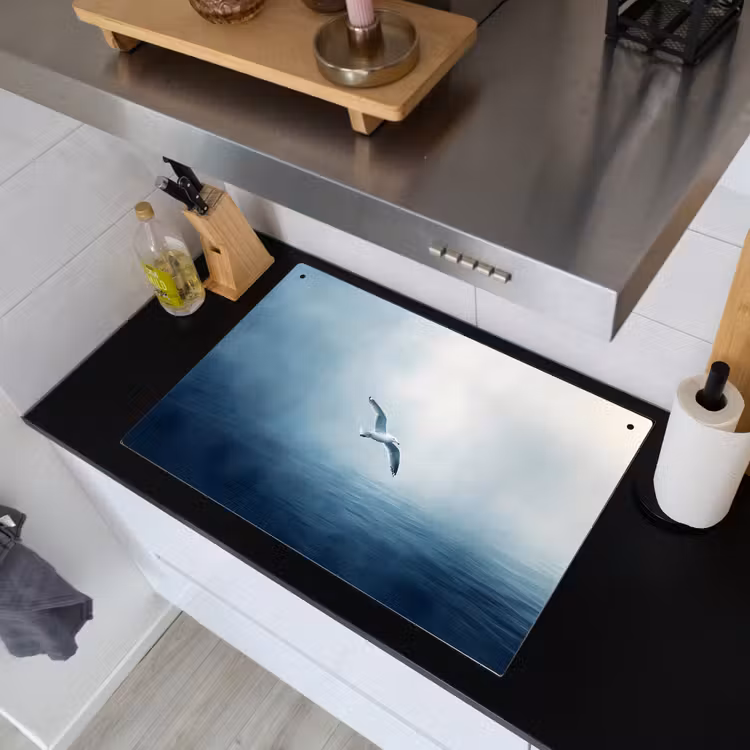 Meeuw - Wit - Zee - Mistig Inductie beschemer met haakjes klein -sfeer1