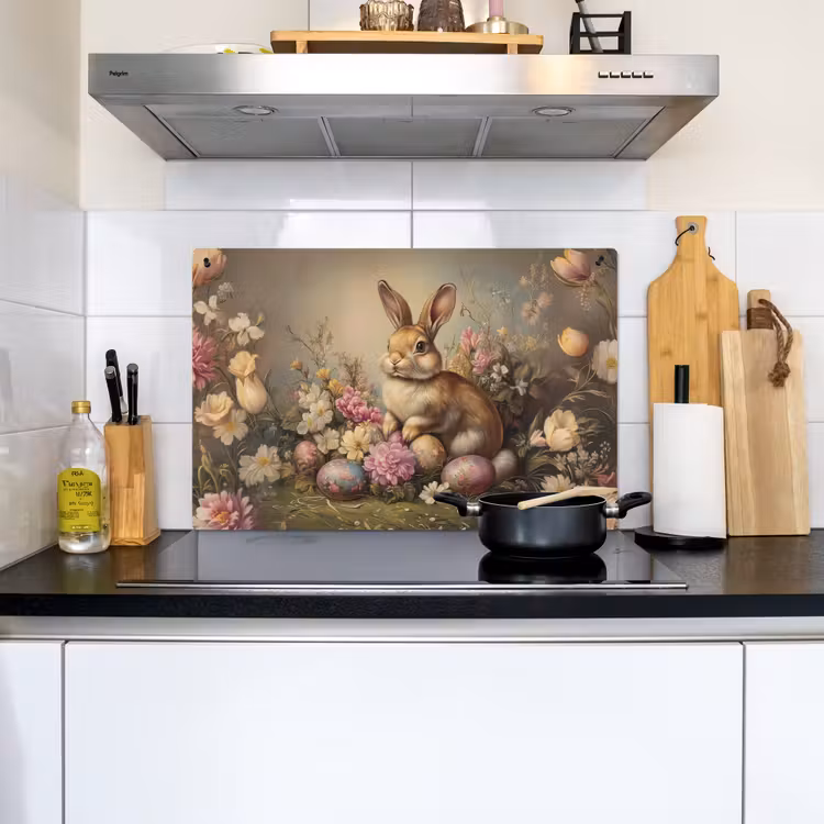 Haas - Stilleven - Bloemen Inductie beschemer met haakjes klein -sfeer2