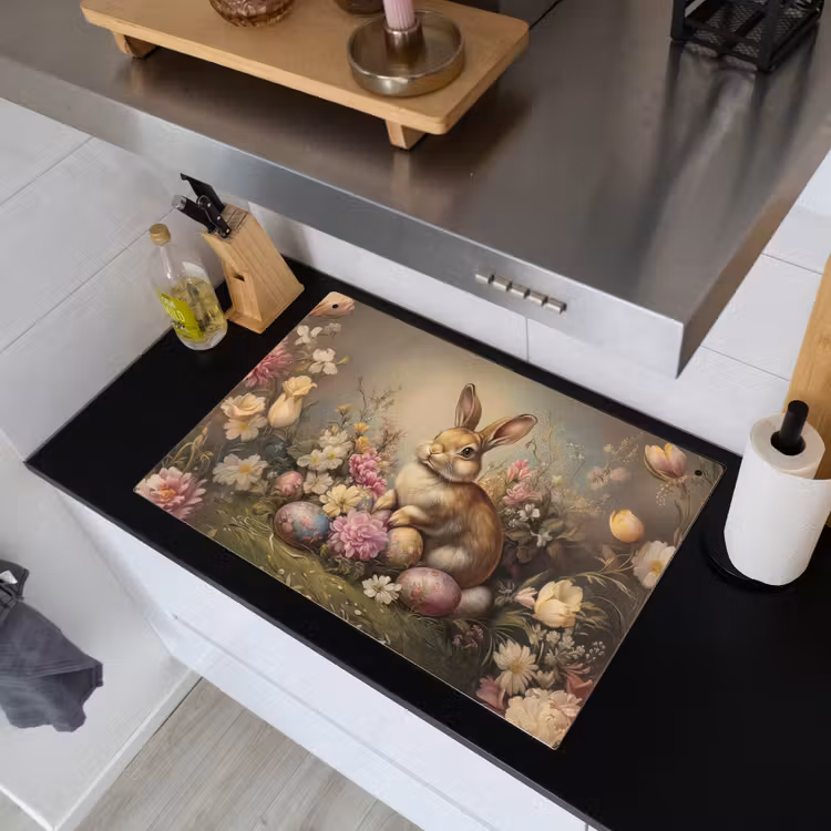 Haas - Stilleven - Bloemen Inductie beschemer met haakjes klein -sfeer1