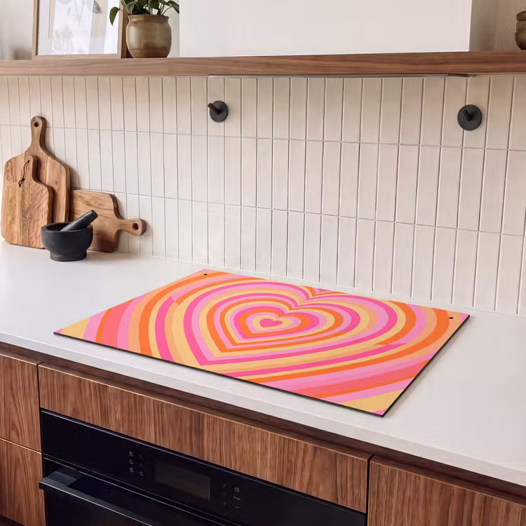 Hart - Concentrisch - Abstract - Liefde - Kleurrijk Inductie beschemer met haakjes klein -sfeer1