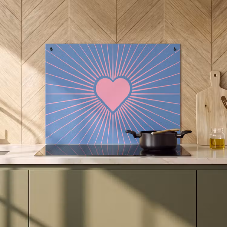 Hart - Stralen - Liefde - Modern - Roze Inductie beschemer met haakjes klein -sfeer2