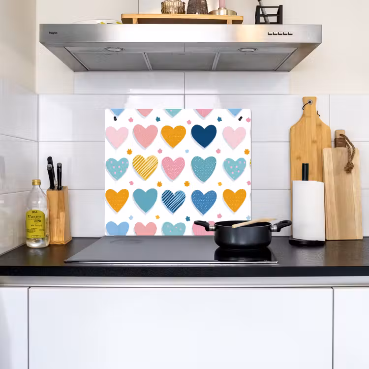 Hartjes - Pastel - Kleurcontrast - Handgetekend Inductie beschemer met haakjes middel -sfeer2