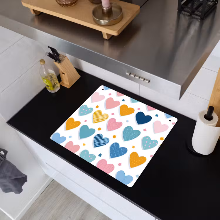 Hartjes - Pastel - Kleurcontrast - Handgetekend Inductie beschemer met haakjes middel -sfeer1