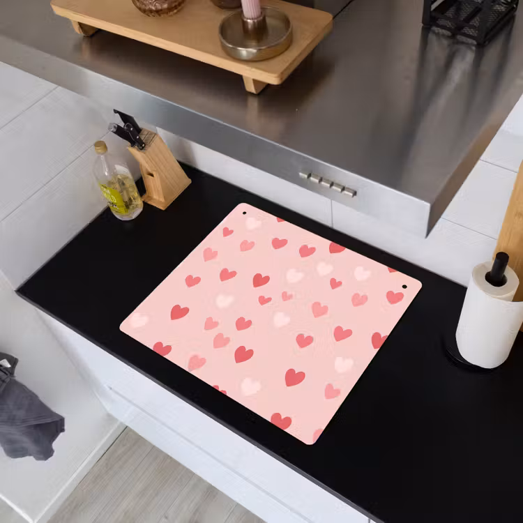 Hartjes - Patroon - Roze - Eenvoudig Inductie beschemer met haakjes middel -sfeer1