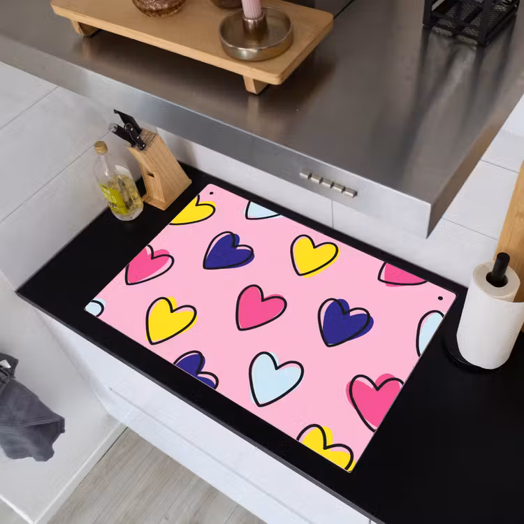 Hartjes - Valentijn - Patroon - Kleurrijk Inductie beschemer met haakjes klein -sfeer1
