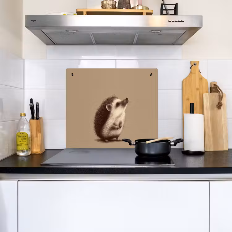 Egel - Snuitje - Bruin - Stekels Inductie beschemer met haakjes middel -sfeer2