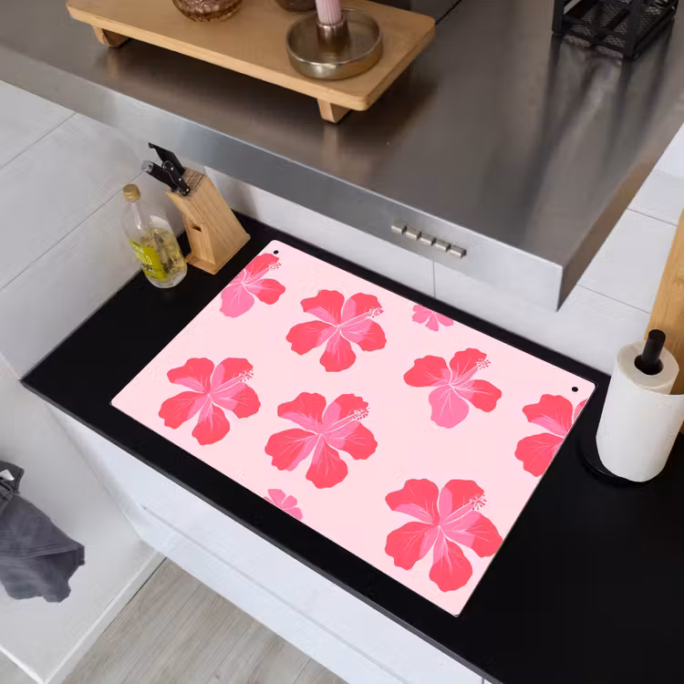 Hibiscus - Bloemen - Roze Inductie beschemer met haakjes klein 777 -sfeer1