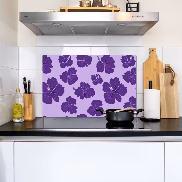 Hibiscus - Bloemen - Paars Inductie beschemer met haakjes klein 777 -sfeer2
