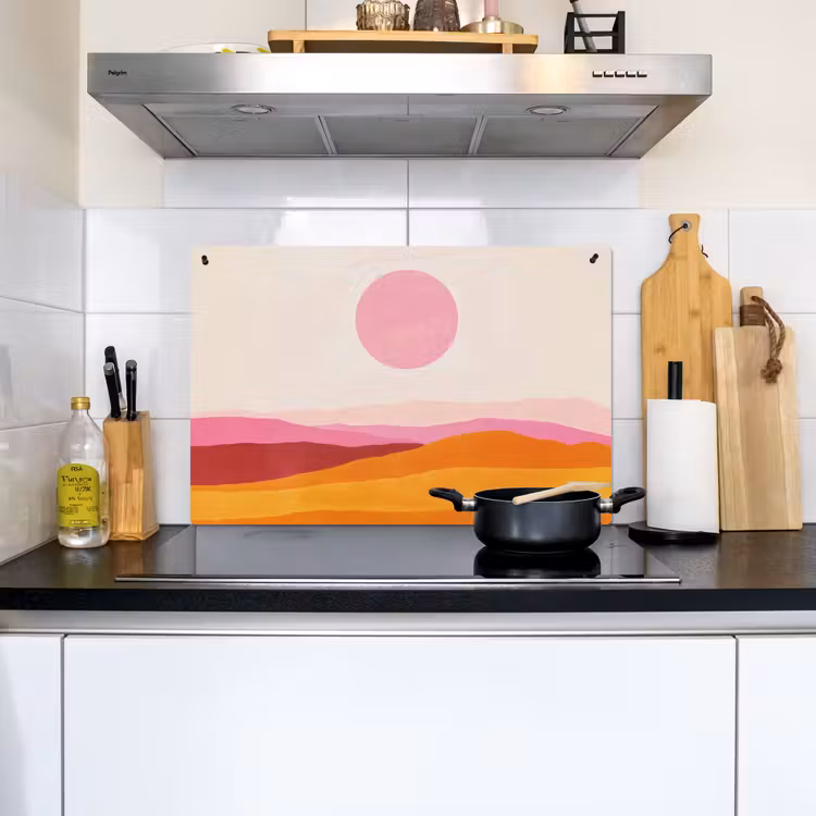 Heuvels - Oranje - Zon - Abstract Inductie beschemer met haakjes klein -sfeer2