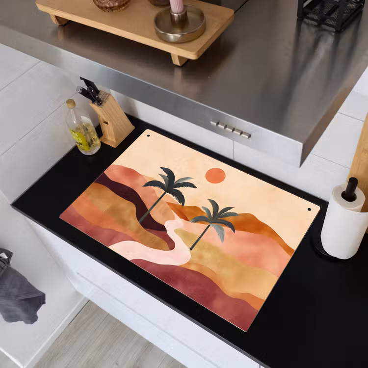 Heuvels - Palmbomen - Abstract Inductie beschemer met haakjes klein -sfeer1