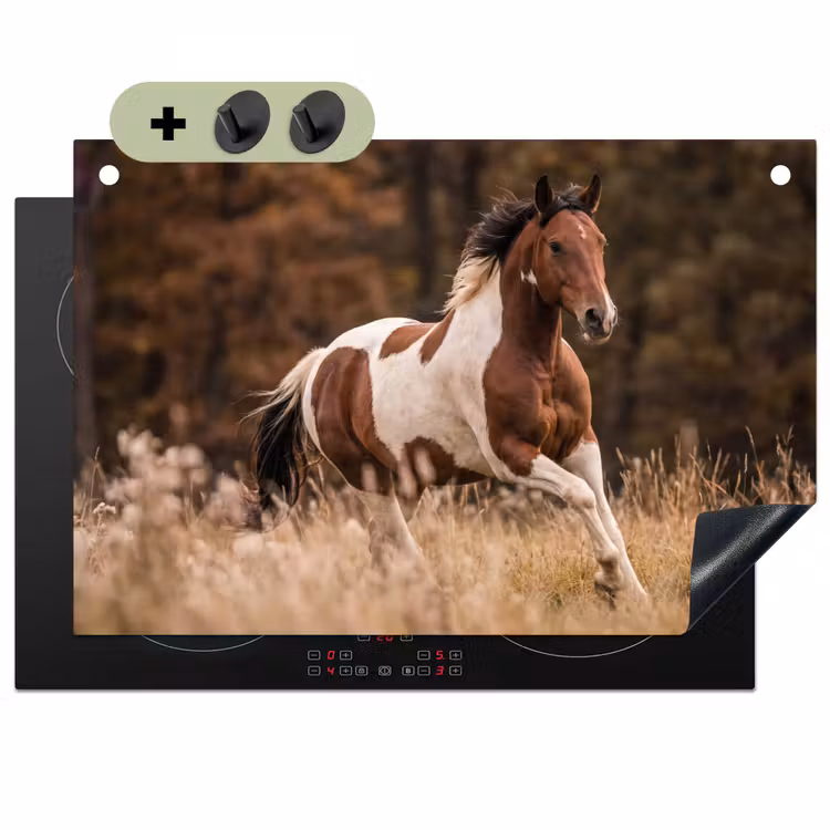Paard - Bruin - Gras Inductie beschemer met haakjes klein -3d
