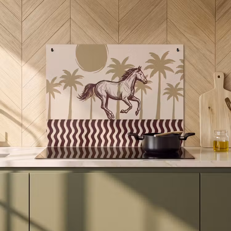 Paard - Galopperend - Woestijn - Illustratie Inductie beschemer met haakjes klein -sfeer2