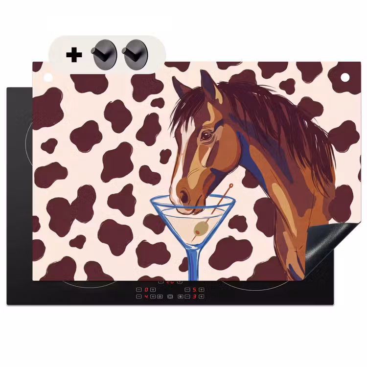 Paard - Martini - Dieren - Abstract - Bruin Inductie beschemer met haakjes klein -3d