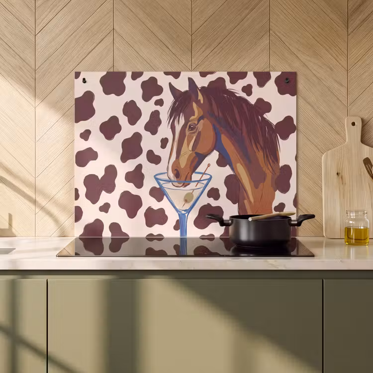 Paard - Martini - Dieren - Abstract - Bruin Inductie beschemer met haakjes klein -sfeer2