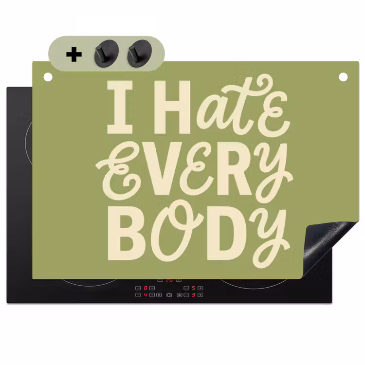 I hate everybody - Groen - Retro Inductie beschemer met haakjes klein -3d
