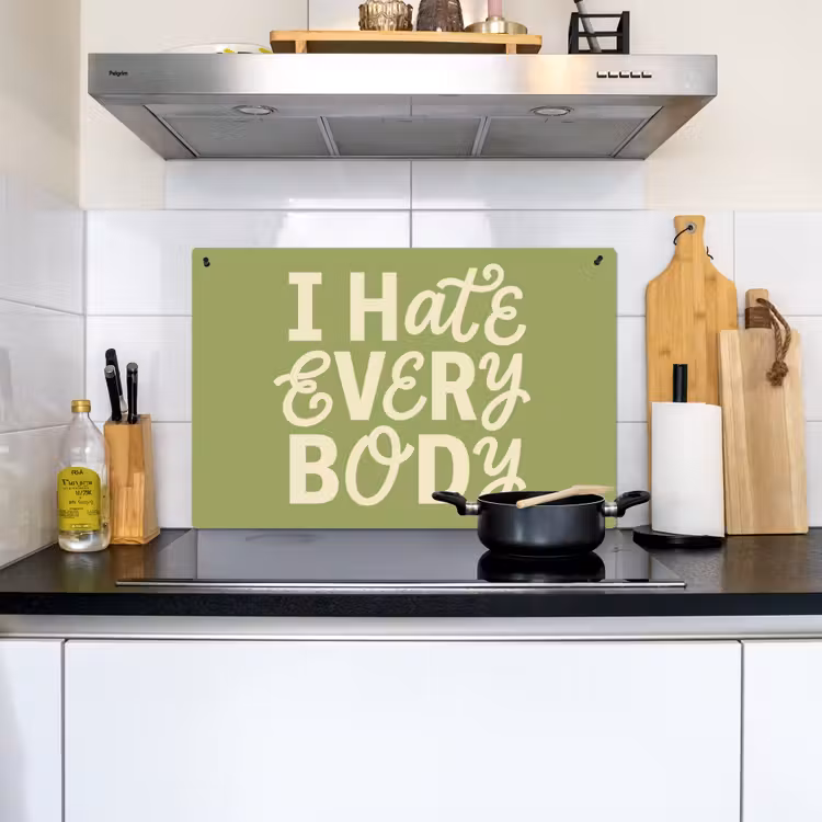 I hate everybody - Groen - Retro Inductie beschemer met haakjes klein -sfeer2