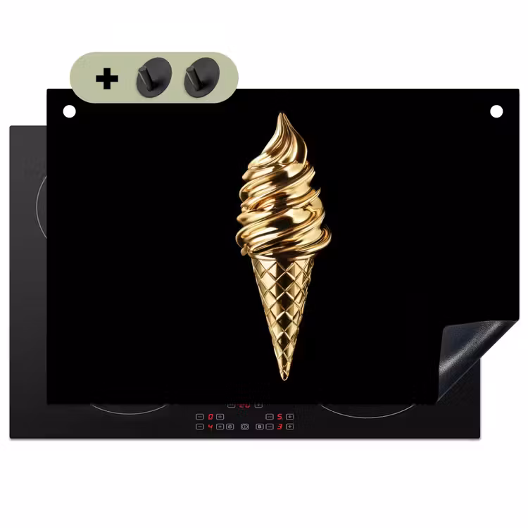 Ijs - Goud - Zwart - Eten Inductie beschemer met haakjes klein -3d