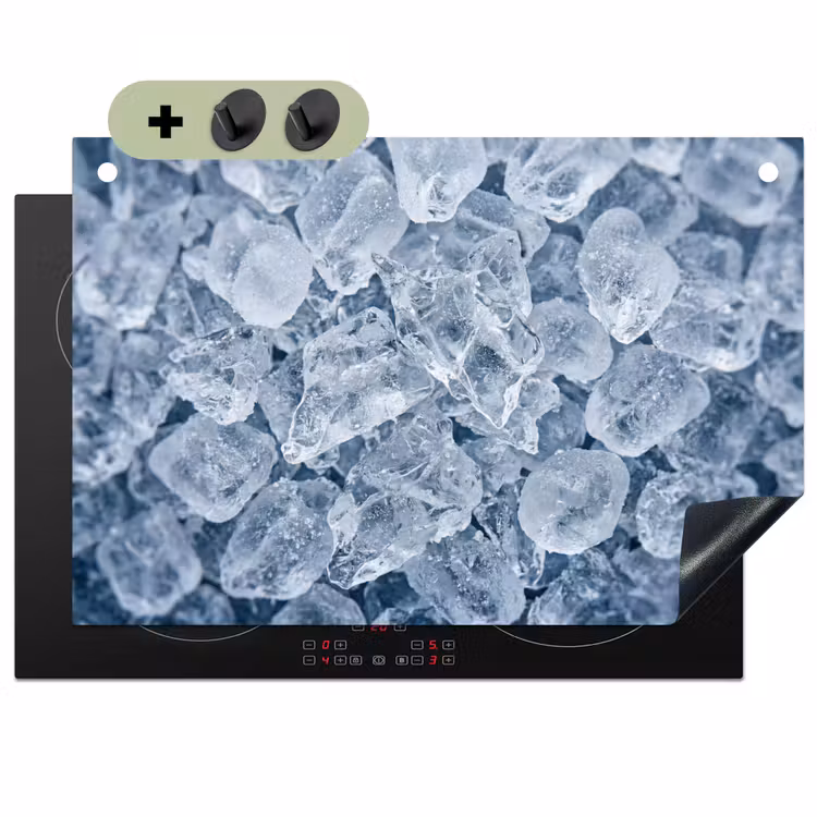 Ijsblokjes - Water - Blauw Inductie beschemer met haakjes klein -3d