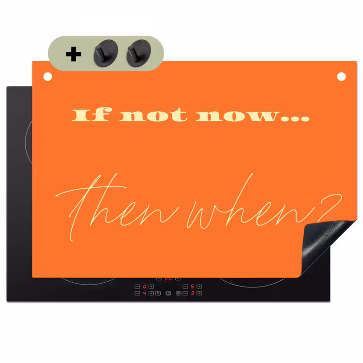 If not now then when - Oranje - Geel - Levendig Inductie beschemer met haakjes klein -3d