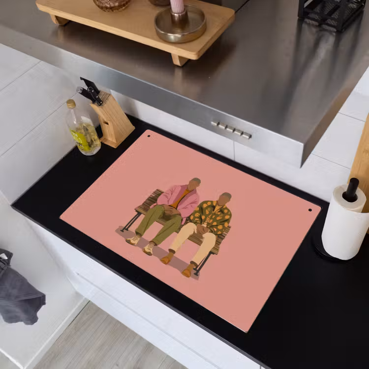 Illustratie - Bankje - Personen - Minimalistisch Inductie beschemer met haakjes klein -sfeer1