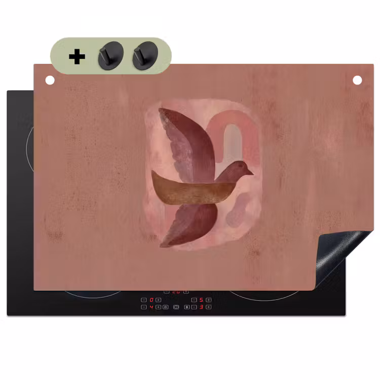 Illustratie - Vogels - Abstract - Roze Inductie beschemer met haakjes klein -3d