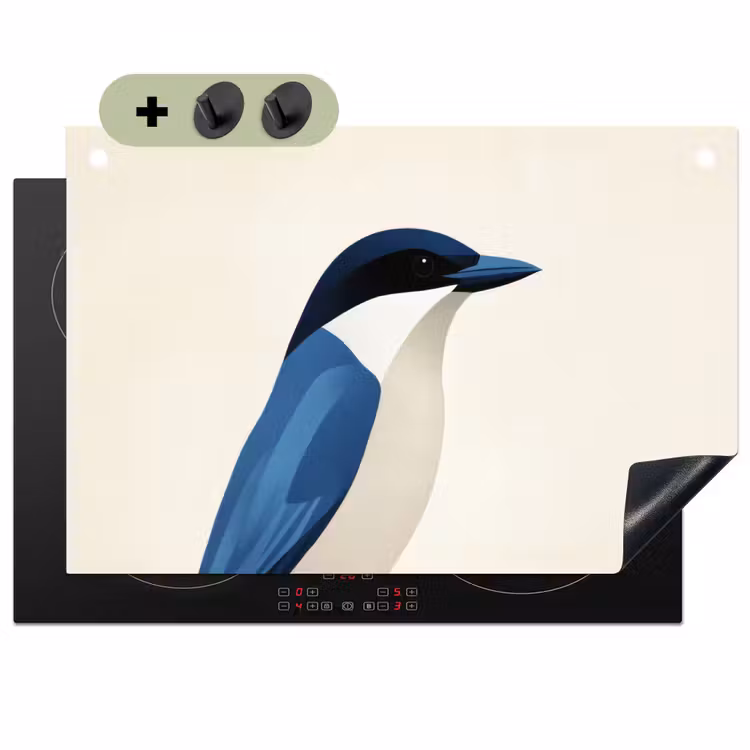 Illustratie - Blauw - Vogel Inductie beschemer met haakjes klein -3d