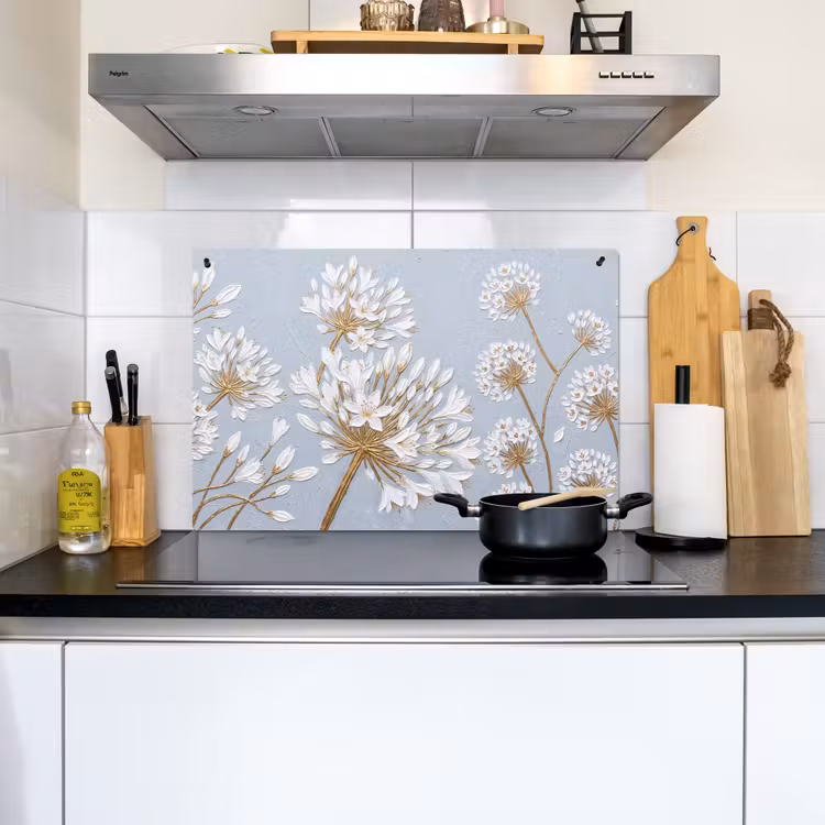 Illustratie - Bloemen - Blauw Inductie beschemer met haakjes klein -sfeer2