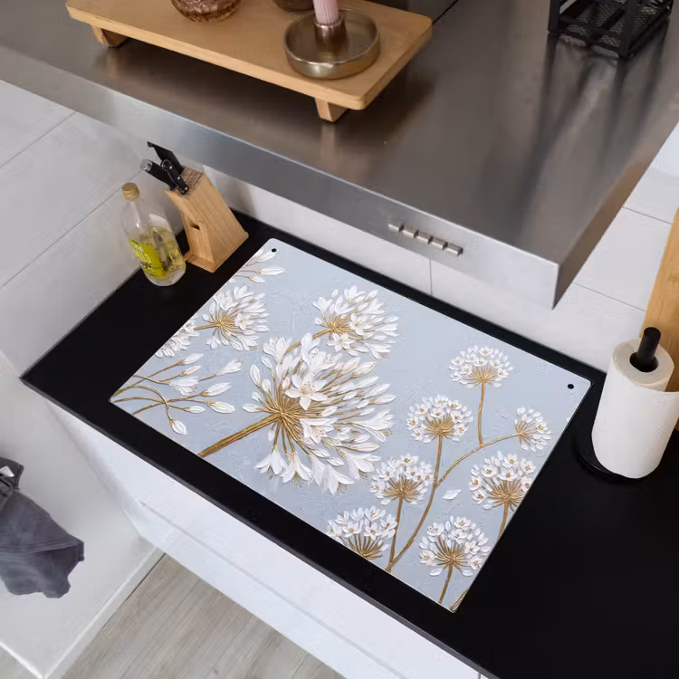 Illustratie - Bloemen - Blauw Inductie beschemer met haakjes klein -sfeer1