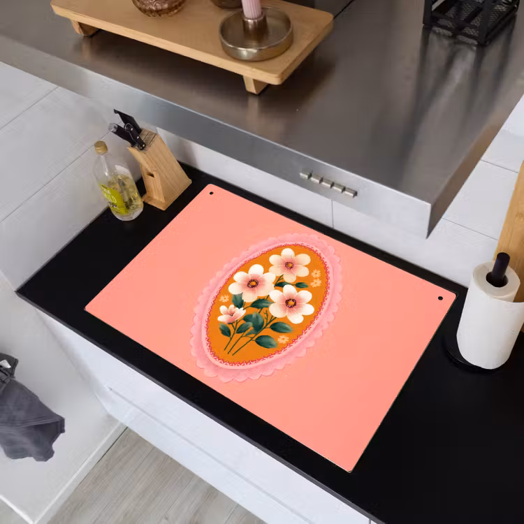 Illustratie - Bloemen - Rand - Roze Inductie beschemer met haakjes klein -sfeer1