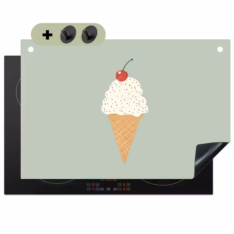 Illustratie - Ijsje - Spikkels - Kers Inductie beschemer met haakjes klein -3d