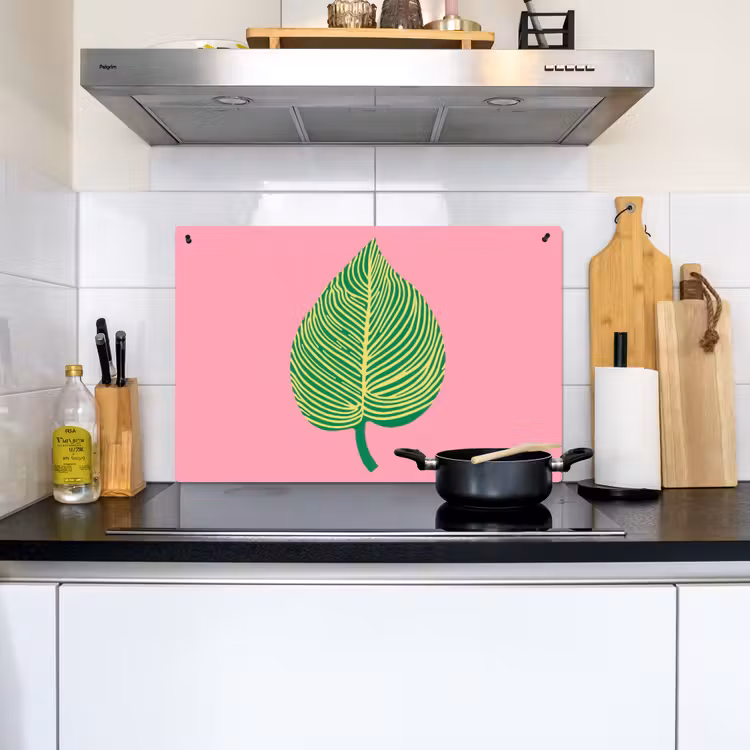 Illustratie - Blad - Minimalistisch - Groen Inductie beschemer met haakjes klein -sfeer2