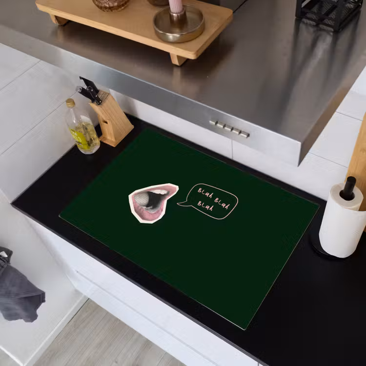 Illustratie - Mond - Donkergroen - Tekstwolkje Inductie beschemer met haakjes klein -sfeer1