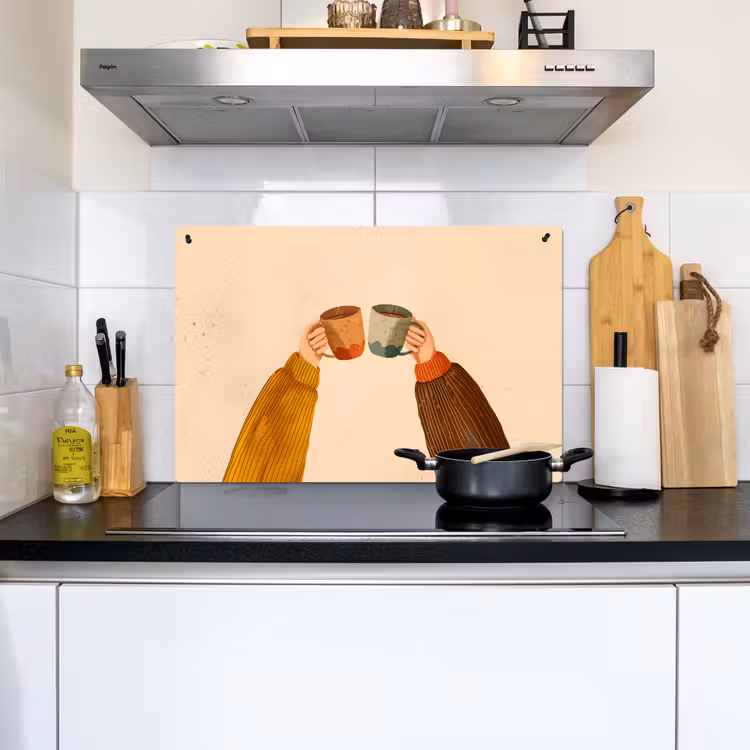 Illustratie - Mokken - Proosten - Bruin Inductie beschemer met haakjes klein -sfeer2