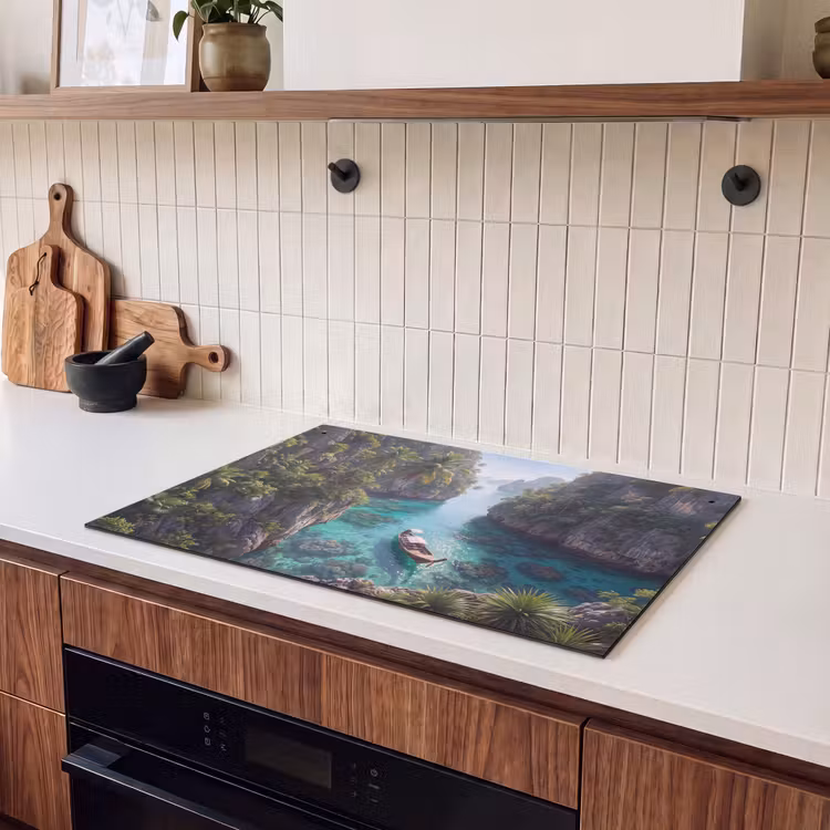 Eiland - Tropisch - Water - Palmbomen - Natuur Inductie beschemer met haakjes klein -sfeer1