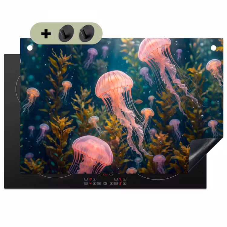 Kwal - Roze - Onderwater - Zeeleven - Dieren Inductie beschemer met haakjes klein -3d