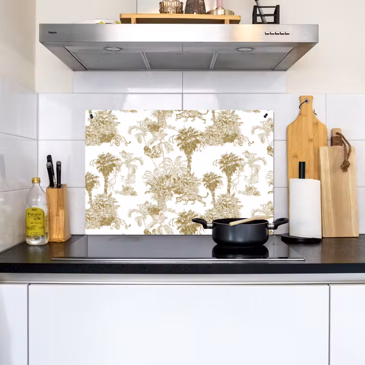 Oerwoud - Abstract - Beige Inductie beschemer met haakjes klein 777 -sfeer2