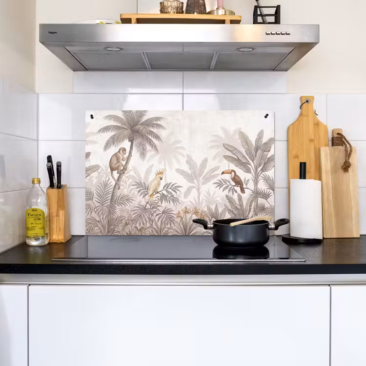 Jungle - Dieren - Palmbomen Inductie beschemer met haakjes klein -sfeer2