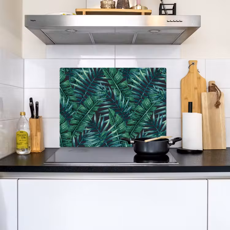Jungle - Bladeren - Tropical Inductie beschemer met haakjes klein -sfeer2