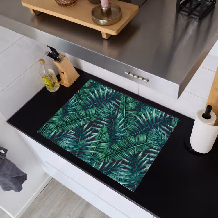 Jungle - Bladeren - Tropical Inductie beschemer met haakjes klein -sfeer1