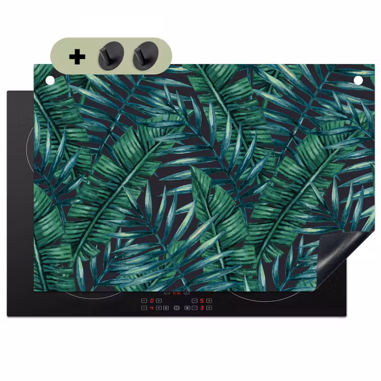 Jungle - Bladeren - Tropisch Inductie beschemer met haakjes klein -3d