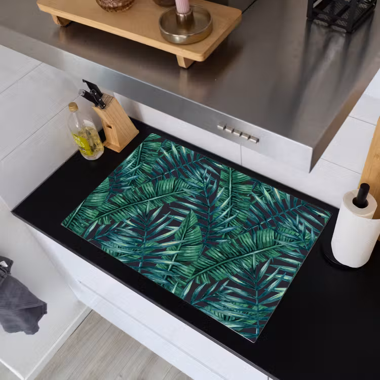 Jungle - Bladeren - Tropisch Inductie beschemer met haakjes klein -sfeer1