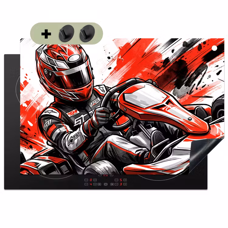 Kart - Coureur - Snelheid - Rood Inductie beschemer met haakjes klein -3d