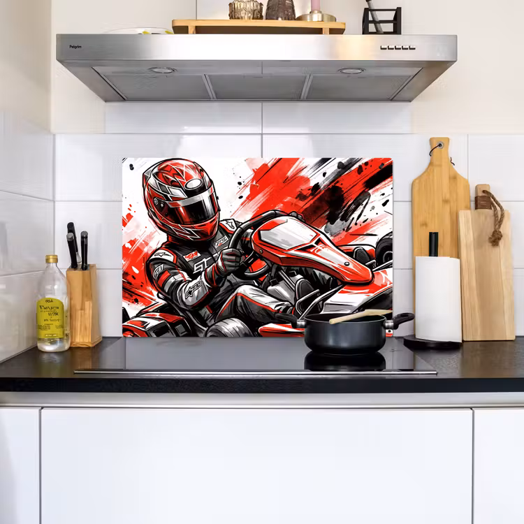 Kart - Coureur - Snelheid - Rood Inductie beschemer met haakjes klein -sfeer2
