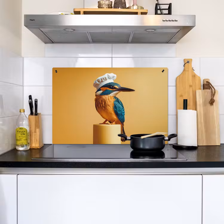 Ijsvogel - Pilaar - Koksmuts - Vogel Inductie beschemer met haakjes klein -sfeer2