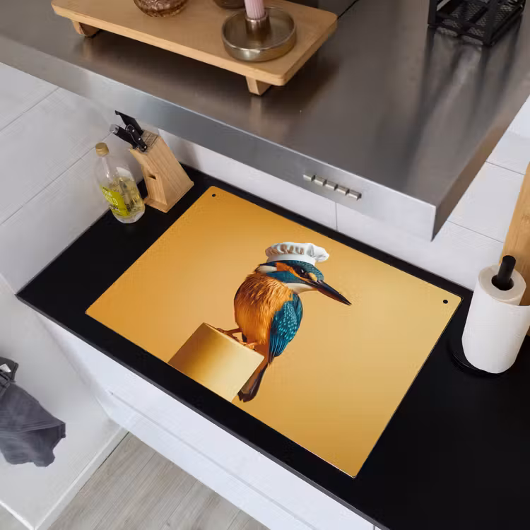 Ijsvogel - Pilaar - Koksmuts - Vogel Inductie beschemer met haakjes klein -sfeer1