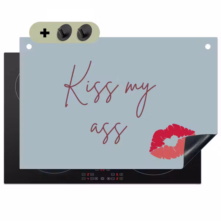 Kiss my ass - Lip - Blauw Inductie beschemer met haakjes klein -3d