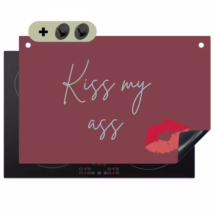 Kiss my ass - Lip - Bordeaux Inductie beschemer met haakjes klein -3d