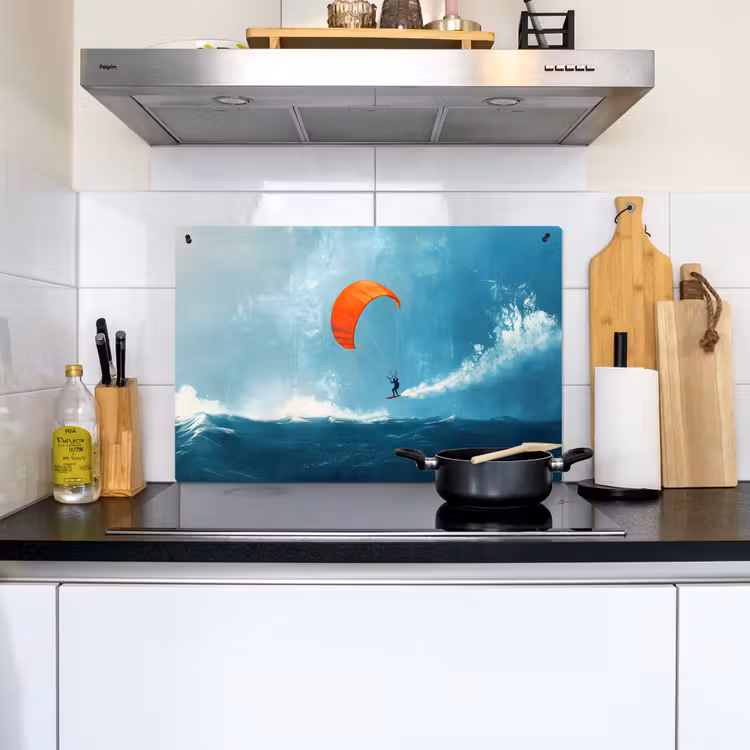 Kitesurfer - Oranje - Zee - Lucht Inductie beschemer met haakjes klein -sfeer2